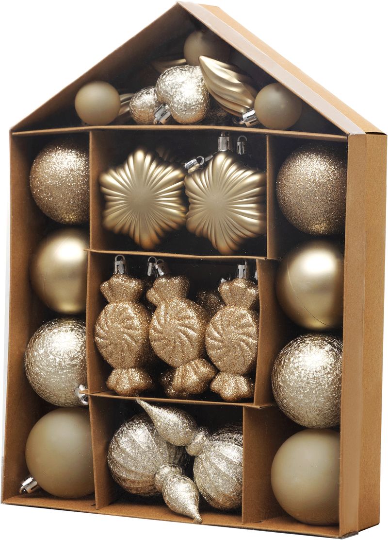 Gule MagicHome Vianoce, sada, 32 ks, šampaň, mix, na vianočný stromček