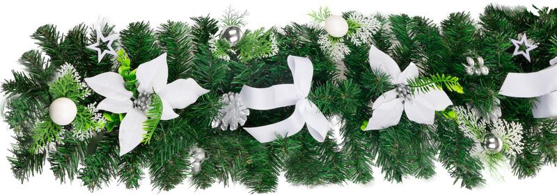 Dekorácia MagicHome Vianoce, girlanda, bielo-strieborná 200 cm