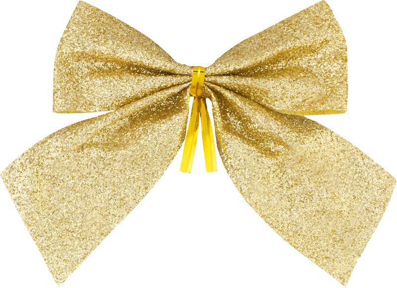 Dekorácia MagicHome Vianoce, mašla, zlatá, bal. 4 ks, 9 x 9 cm