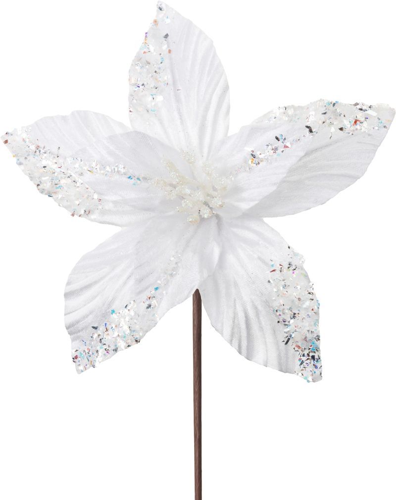 Kvet MagicHome Vianoce, poinsettia, biely, 20 cm, veľkosť kvetu: 21 cm