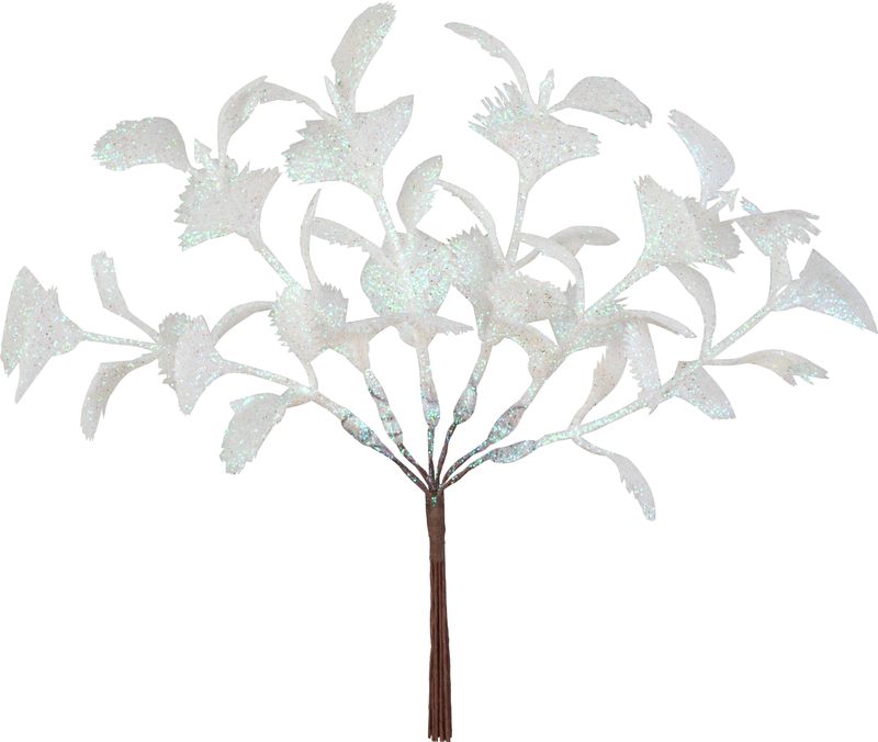 Vetvička MagicHome Vianoce, biela, 17 cm