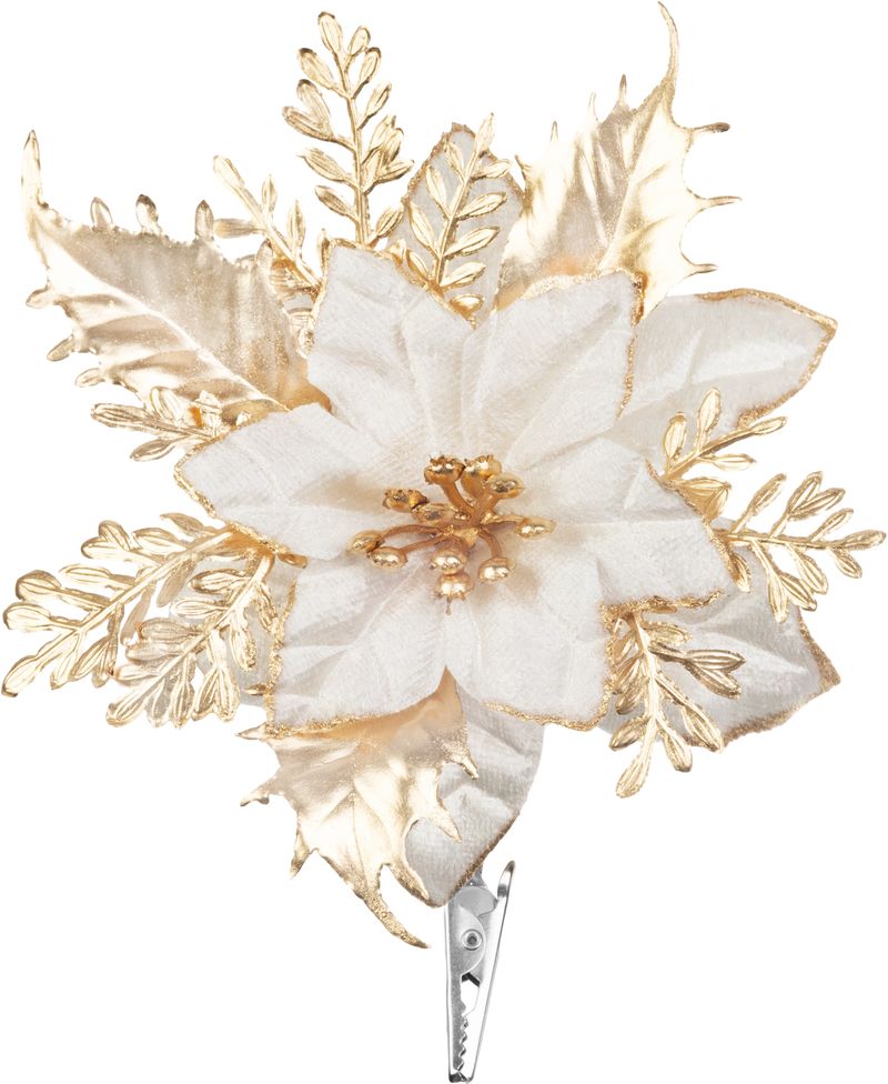 Kvet MagicHome Vianoce, poinsettia, biely, 9,5 cm, veľkosť kvetu: 13 cm
