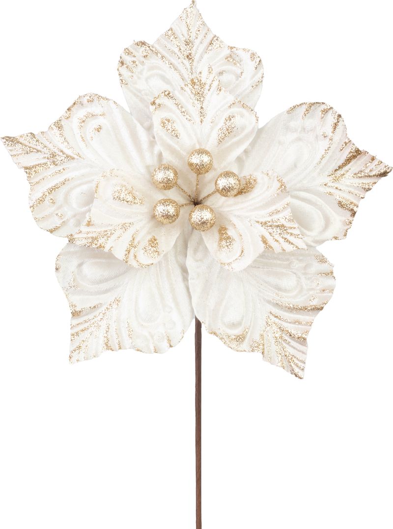 Kvet MagicHome Vianoce, poinsettia, biely, 23,5 cm, veľkosť kvetu: 22 cm
