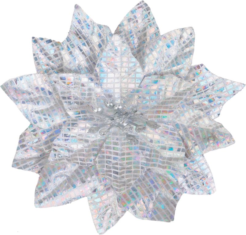 Kvet MagicHome Vianoce, poinsettia, strieborný, 12 cm