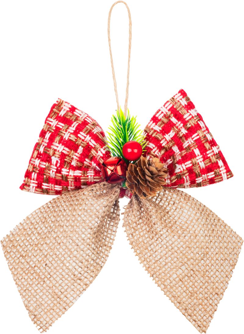 Dekorácia MagicHome Vianoce, mašľa, so šiškou, 18 cm