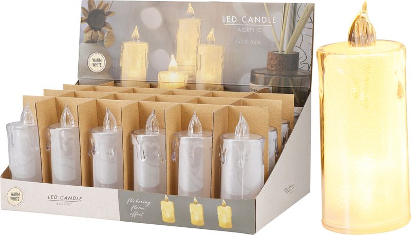 Sviečka, vianočná, LED, 12,5 cm, predajné balenie 24ks
