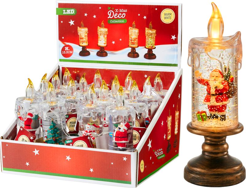 Sviečka, LED, mix 4 dizajnov, predajný box 