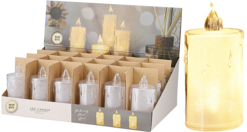 Sviečka, vianočná, transparentná, 10,5 cm, predajný box 24ks
