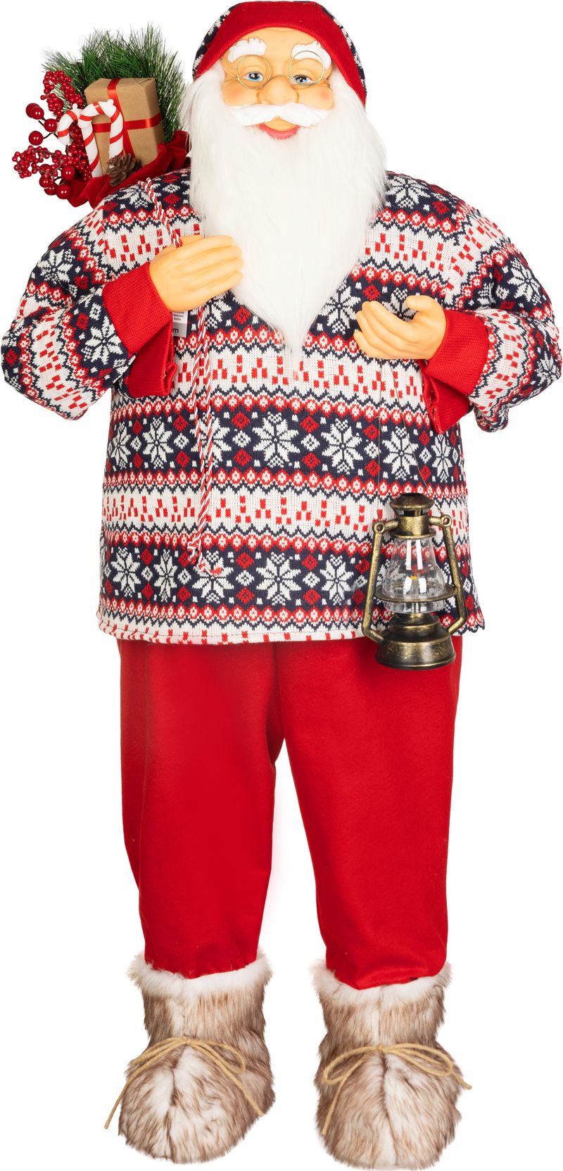 Dekorácia MagicHome Vianoce, Santa, so svetrom, 120 cm