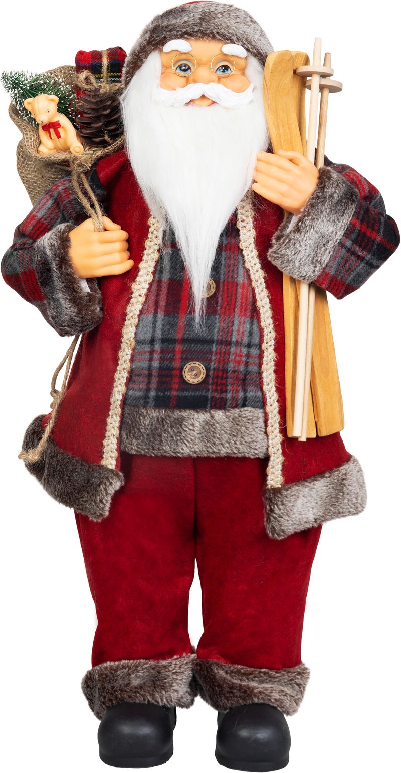 Dekorácia MagicHome Vianoce, Santa, s darčekom, červený, 60 cm