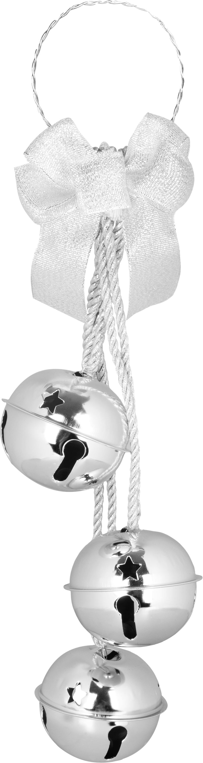 Dekorácia Zvončeky na dvere, strieborné, 14x14x46 cm