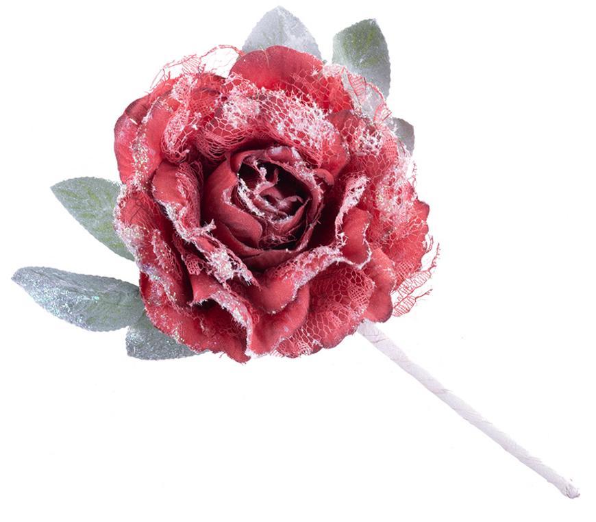 Kvet MagicHome, pivónia s listom, červená, stonka, veľkosť kvetu: 12 cm, dĺžka kvetu: 23 cm, bal. 6