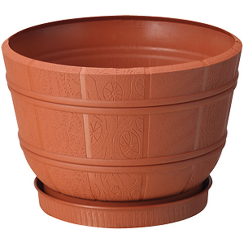 Kvetináč Flora 25, vzhľad tehla, 25x27.0 cm, 6.4 lit., podložka