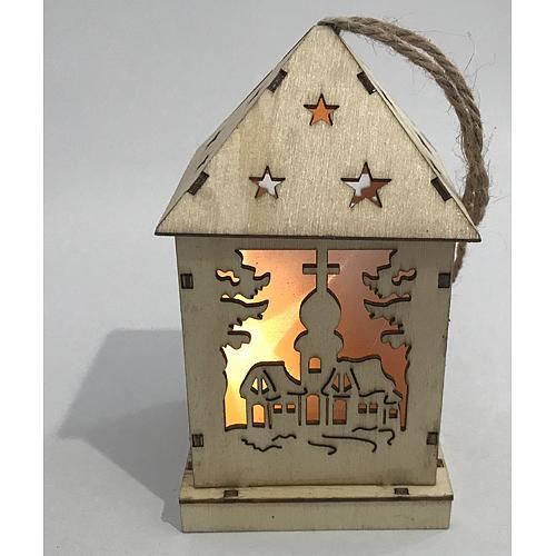 Dekoracia Woodeco XS003, Lampášik Village, 1xLED, 12x6 cm