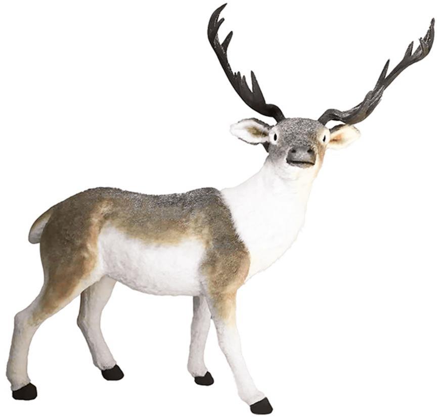 Dekorácia MagicHome Vianoce, Jeleň hnedo-biely, 127x43x120 cm
