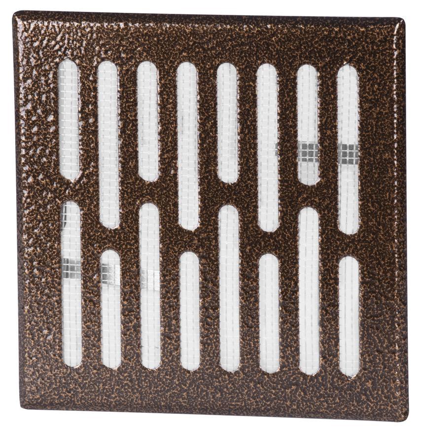 Mriežka vetracia Awenta M1AN 168/140 mm, hnedá, kovová, so sieťkou