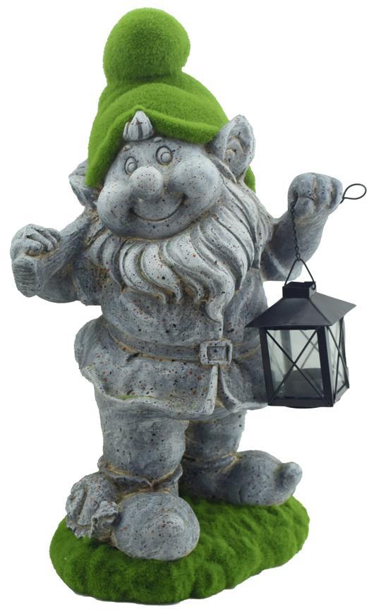 Dekorácia MagicHome Gecco, Trpaslík s lampášikom, magnesia, 25x20x45 cm