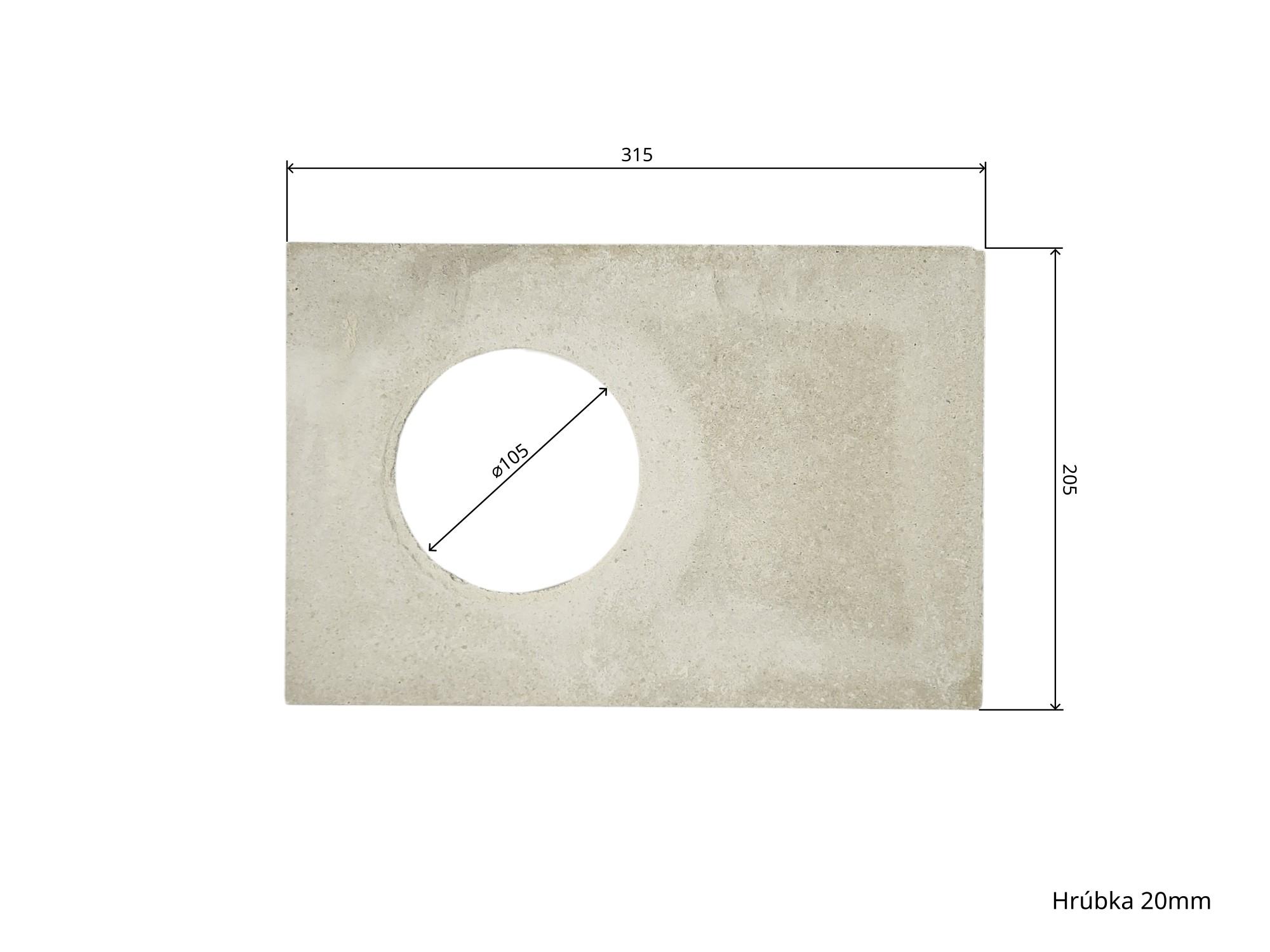 Šamot 31,5 x 20,5 x , priemer otvoru 10,5 cm