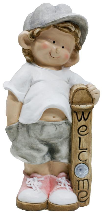 Dekorácia MagicHome Gecco, Chlapec s tabuľou, magnesia, 24x18x49 cm