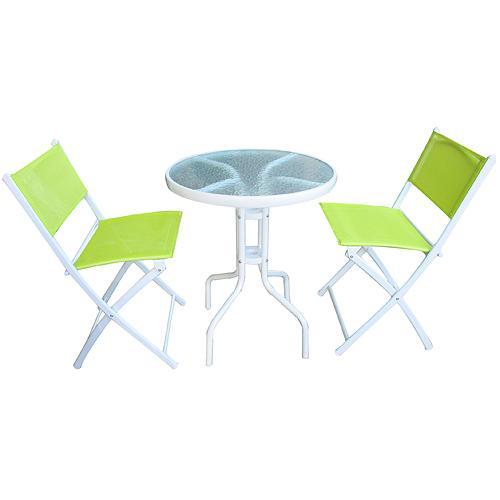Set záhradný GARDENIA GREEN, stôl 60x70 cm, 2x stolička 46x56x85 cm, zeleny