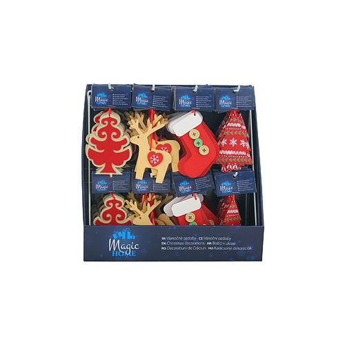 Ozdoba MagicHome Vianoce, 4 druhy, závesná, Sellbox 96 ks