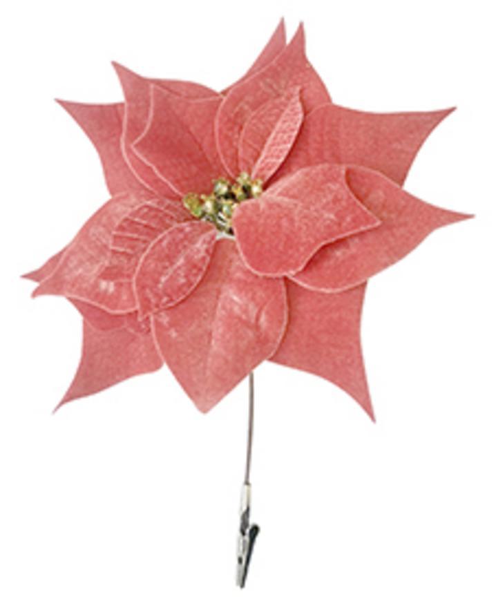 Kvet MagicHome Vianoce Poinsettia, so štipcom, ružový, veľkosť kvetu: 25 cm, dĺžka kvetu: 26 cm, bal