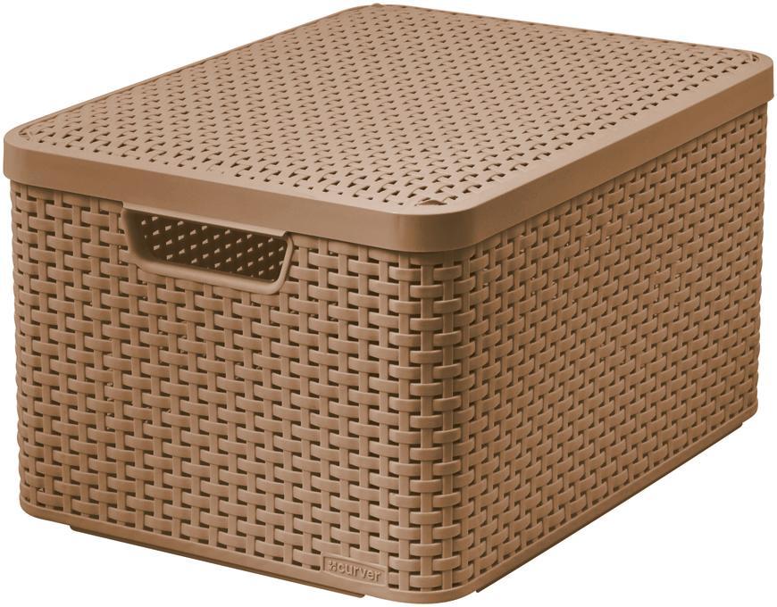 Košík Curver® STYLE2 LID L, mocca, 45x25x33 cm, s vekom