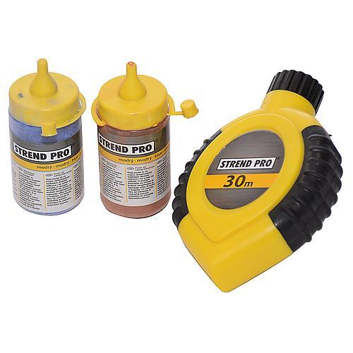 Šnúra murárska Strend Pro L-30 m, s navíjačom + 2x murársky značkovací púder (prášok) 25g