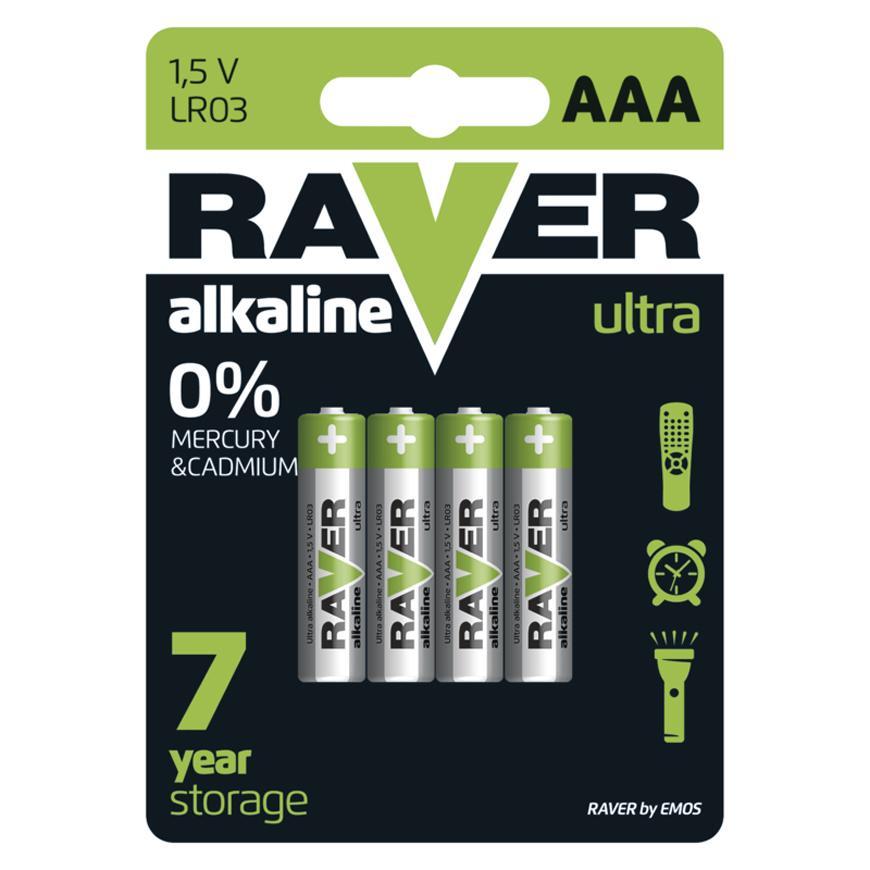 X Batéria RAVER Ultra Alkaline, LR03, blister 4 ks AAA mikrotužka